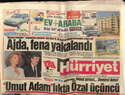 Hürriyet Gazetesi 29 Haziran 1989 - Ajda Pekkan Fena Yakalandı GZ61689 - 2