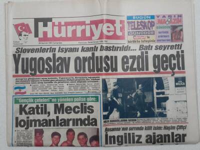 Hürriyet Gazetesi - 29 Haziran 1991 - Yugoslav Ordusu Ezdi Geçti GZ111648 - 1