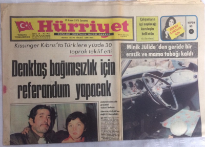 Hürriyet Gazetesi 29 Kasım 1975 - Denktaş Bağımsızlık İçin Referandum Yapacak - GZ17991 - 1