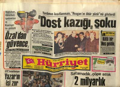 Hürriyet Gazetesi 29 Mart 1985 - Ajda Pekkan Emniyet Teşkilatı İçin Her Türlü Yardım Ve Desteğe Hazırım dedi GZ76391 - 1