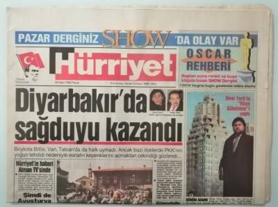 Hürriyet Gazetesi 29 Mart 1992 Demirel Batı Yangını Çoğaltmak İstiyor -GZ33409 - 1