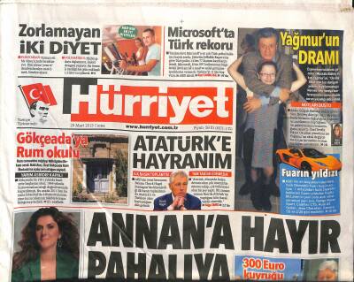 Hürriyet Gazetesi 29 Mart 2013 - Gökçeadaya Rum Okulu - Microsoftta Türk Rekoru - Prof. Alkin Vefat Etti GZ125531 - 1