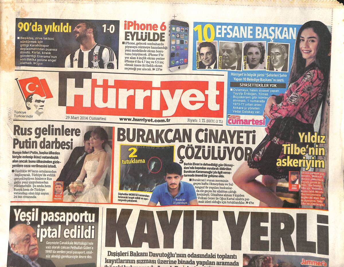 Hürriyet Gazetesi 29 Mart 2014 - Deniz Seki'den İsyan - Rus Gelinlere Putin Darbesi GZ160160 - 1