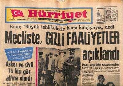 Hürriyet Gazetesi 29 Nisan 1971 - Mecliste , Gizli Faaliyetler Açıklandı GZ82008 - 1