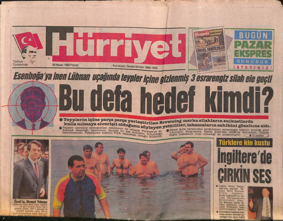 Hürriyet Gazetesi 29 Nisan 1990 - İbrahim Tatlıses'i 4.5 Saat İngiltere'ye Sokmadılar - Yunanistan'da Kemer Sıkma GZ157921 - 1