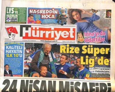 Hürriyet Gazetesi 29 Nisan 2013 - Rize Süper Ligde - İsraile Davayı Düşürme Formülü GZ106183 - 1
