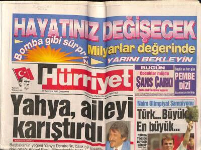 Hürriyet Gazetesi 29 Temmuz 1992 - Doğum Günü Hediyesi GZ55392 - 1