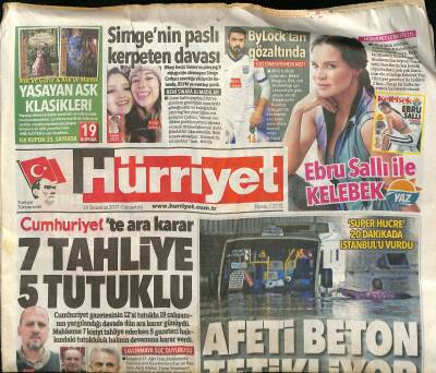Hürriyet Gazetesi 29 Temmuz 2017 - Gülnara Cezaevinde - Trump Yüzünden Evlilik Bitiyor - Bekir İrtegüne By-Lock Gözaltısı GZ124266 - 1