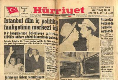 Hürriyet Gazetesi 3 Ağustos 1959 - Nixon Dün Polonyada Hararetle Karşılandı GZ72549 - 1