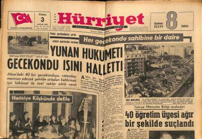 Hürriyet Gazetesi 3 Aralık 1965 - Yunan Hükümeti Gecekondu İşini Halletti GZ76371 - 1