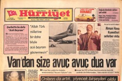 Hürriyet Gazetesi 3 Aralık 1976 - Van'da Acılı Bayram Türkiye'ye Van'da Yaşanan Depremden Dolayı Yardım Yağıyor - Fenerbahçe, Kupayı Tehlikeye Soktu GZ158237 - Gökçekoleksiyon