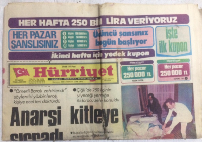 Hürriyet Gazetesi 3 Aralık 1978 - Anarşi Kitleye Sıçradı - GZ19741 - 1