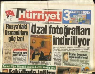 Hürriyet Gazetesi 3 Aralık 1991 - Rus Kuznetsov Boğazdan Rüzgar Gibi GeçtiGZ89134 - 1