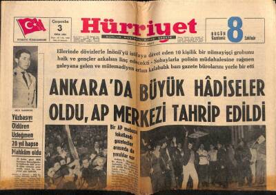 Hürriyet Gazetesi 3 Ekim 1962 - Ankarada Büyük Hadiseler Olup AP Merkezi Tahrip Edildi GZ56254 - 1