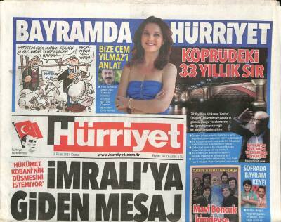 Hürriyet Gazetesi 3 Ekim 2014 - Hükümet Kobaninin Düşmesini İstemiyor , İmralıya Giden Mesaj GZ93690 - 1