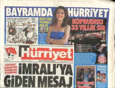 Hürriyet Gazetesi 3 Ekim 2014 - Hükümet Kobaninin Düşmesini İstemiyor , İmralıya Giden Mesaj GZ98990 - 1
