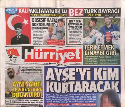 Hürriyet Gazetesi 3 Ekim 2018 - Ege Denizi 724 Radarda - Aslan Portoya Karşı GZ124279 - 1