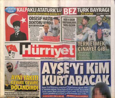 Hürriyet Gazetesi 3 Ekim 2018 - Ege Denizi 724 Radarda - Aslan Portoya Karşı GZ125633 - 1
