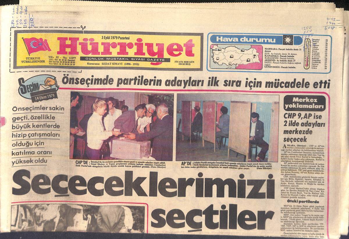 Hürriyet Gazetesi 3 Eylül 1979 - Eski Çeltek Maden Ocağında Mahsur Kalan 16 Kişi Bülent Ersoy ve Mine Mutlu Yakın Arkadaşlar -Ajda Pekkan Buz Pistinde GZ157032 - 1