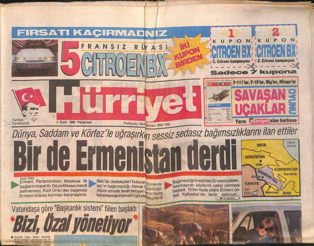 Hürriyet Gazetesi 3 Eylül 1990 - Butto'ların Alınyazısı - Körfez'de Kime Ne Fatura ? GZ157904 - 1