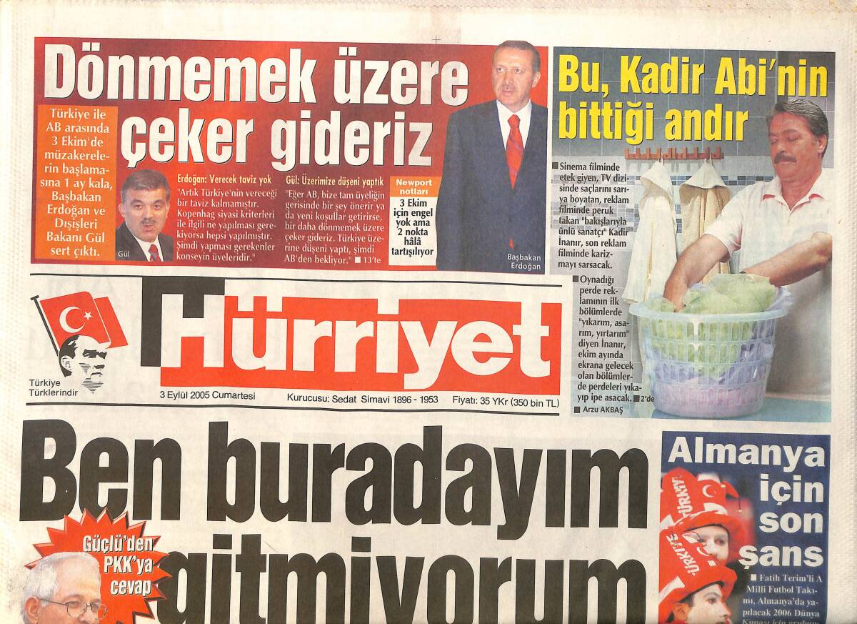Hürriyet Gazetesi 3 Eylül 2005 - Bu Kadir Abi'nin Bittiği Andır - Beyonce Bomba Gibi GZ3422 - 1