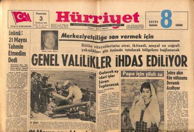 Hürriyet Gazetesi 3 Haziran 1963 - İnönü 21 Mayısı Tahmin Etmedim Dedi GZ70929 - 1