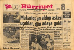 Hürriyet Gazetesi 3 Haziran 1964 - Makariosun Aldığı Askeri Uçaklar , Dün Adaya Geldi GZ68758 - 1