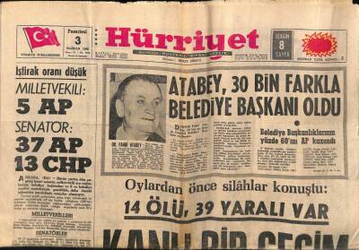 Hürriyet Gazetesi 3 Haziran 1968 - Atabey , 30 Bin Farkla Belediye Başkanı Oldu GZ88648 - 1