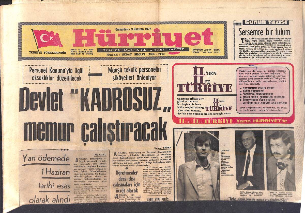 Hürriyet Gazetesi 3 Haziran 1972 - Safraköy'de Banka Soyan Kapıcı Karayazı'da Yakalandı - Boğaz Köprüsünün İnşaatı GZ154014 - 1