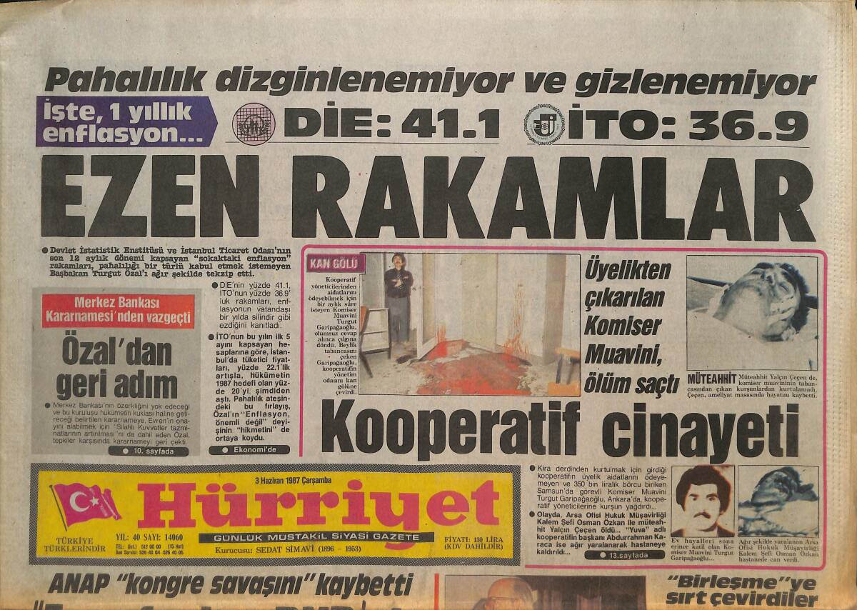 Hürriyet Gazetesi 3 Haziran 1987 - Bağımsızlar , ANAP'ı İçinden Vurma Hazırlığında - Merkez Bankası Kararnamesi'nden Vazgeçti GZ132973 - 1
