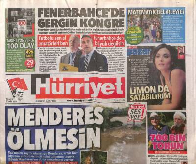 Hürriyet Gazetesi 3 Haziran 2018 - Fenerbahçede Gergin Kongre - Esad YPGPKKdan Petrol Alacak GZ125648 - 1