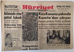 Hürriyet Gazetesi 3 Kasım 1960 - Kira Kanunu Yakında Komiteden Çıkıyor , Adanada Yine Petrol Fışkırdı - GZ16488 - 1
