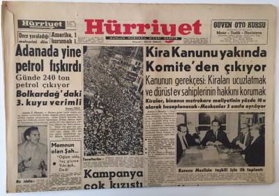 Hürriyet Gazetesi 3 Kasım 1960 - Kira Kanunu Yakında Komiteden Çıkıyor , Adanada Yine Petrol Fışkırdı - GZ16488 - 1
