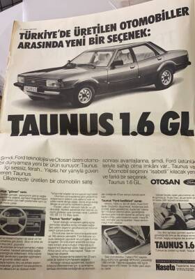 Hürriyet Gazetesi 3 Kasım 1985 - Türkiyede Üretilen Otomobiller Arasında Yeni Bir Seçenek Taunus 1.6 GL GZ84615 - 2