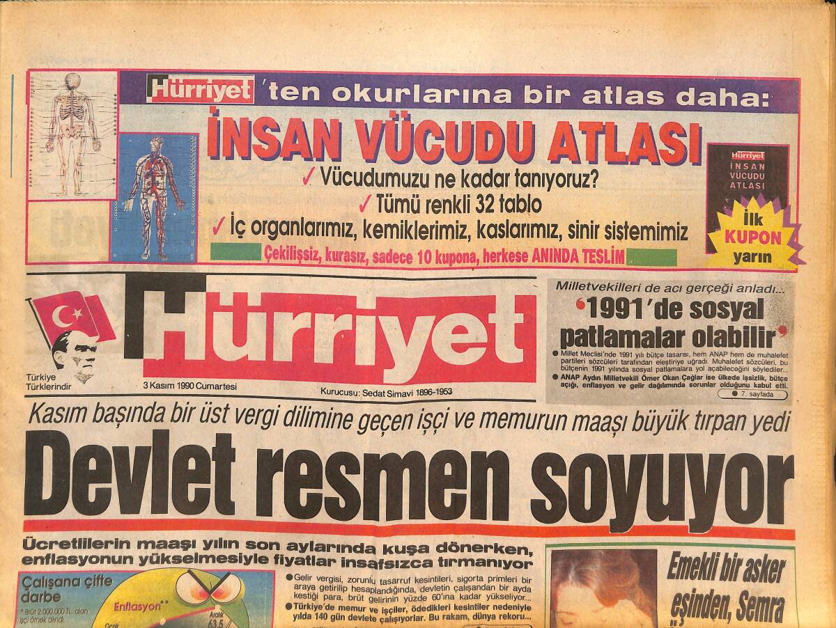 Hürriyet Gazetesi 3 Kasım 1990 - Devlet Resmen Soyuyor - Karun'un Hazinesi Gibi Sergi GZ133021 - 1
