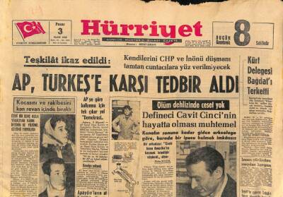 Hürriyet Gazetesi 3 Mart 1963 - AP , Türkeşe Karşı Tedbir Aldı - Kürt Delegesi Bağdatı Terketti GZ93521 - 1