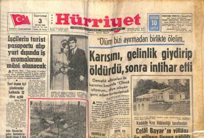 Hürriyet Gazetesi 3 Mayıs 1969 - Karısını Gelinlik Giydirip Öldürdü Sonra İntihar Etti GZ54603 - 1