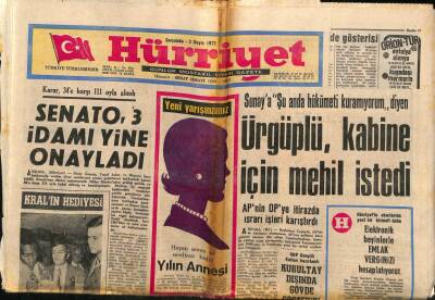 Hürriyet Gazetesi 3 Mayıs 1972 - SENATO 3 İDAMI YİNE ONAYLADI, Pele Hürriyet İçin Top İmzaladı GZ87957 - 1