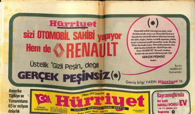 Hürriyet Gazetesi 3 Mayıs 1975 - Kıbrıstaki İngiliz Üslerine Amerika Yerleşiyor GZ97463 - 1