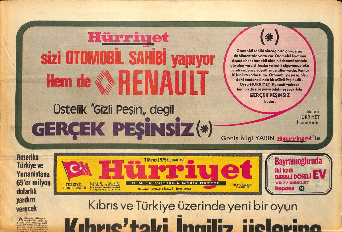 Hürriyet Gazetesi 3 Mayıs 1975 - Zsa Zsa Gabor Gün Geçtikçe Gençleşiyor GZ157713 - 1