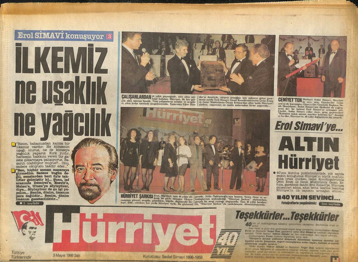 Hürriyet Gazetesi 3 Mayıs 1988 - Motorize Vergi Ordusu - ANAP'ta Bitmeyen Çekişme... GZ133009 - 1