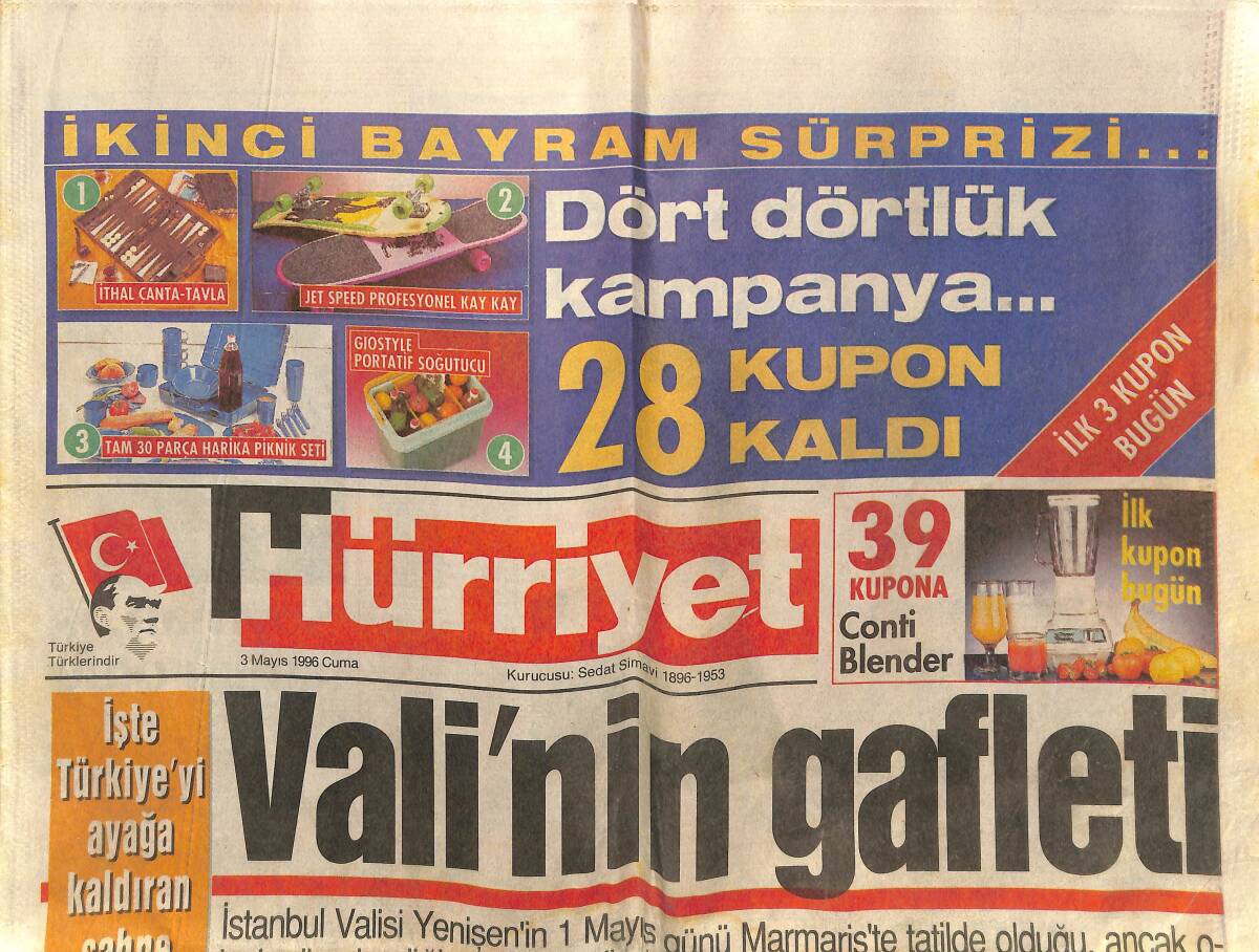 Hürriyet Gazetesi 3 Mayıs 1996 - Soyman İş Kadını Oldu - Bursa'da CimBom'a Ret GZ152351 - 1