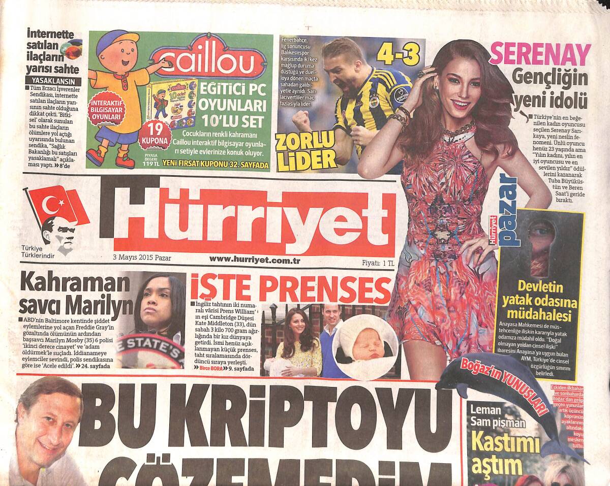 Hürriyet Gazetesi 3 Mayıs 2015 - Erdoğan 'Meydanlara Devletin Parasıyla Çıkıyorum Yüzde 52 Oy Aldım , Bu Benim Hakkım' GZ160203 - 1