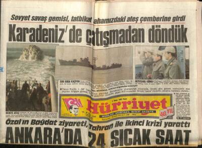 Hürriyet Gazetesi 3 Nisan 1988 - Sovyet Savaş Gemisi , Tatbikat Sahamızdaki Ateş Çemberine Girdi GZ60908 - 2