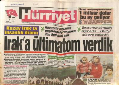 Hürriyet Gazetesi 3 Nisan 1991 - Kuzey Irakta İnsanlık Dramı GZ81404 - 1