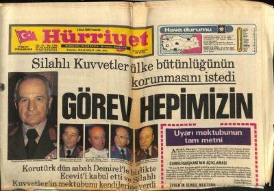 Hürriyet Gazetesi 3 Ocak 1980 - Silahlı Kuvvetler Ülke Bütünlüğünün Korunmasını İstedi GZ80842 - 1