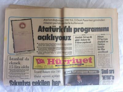 Hürriyet Gazetesi 3 Ocak 1981 - İstanbulda Ekmek 15 Lira Oldu GZ73443 - 1