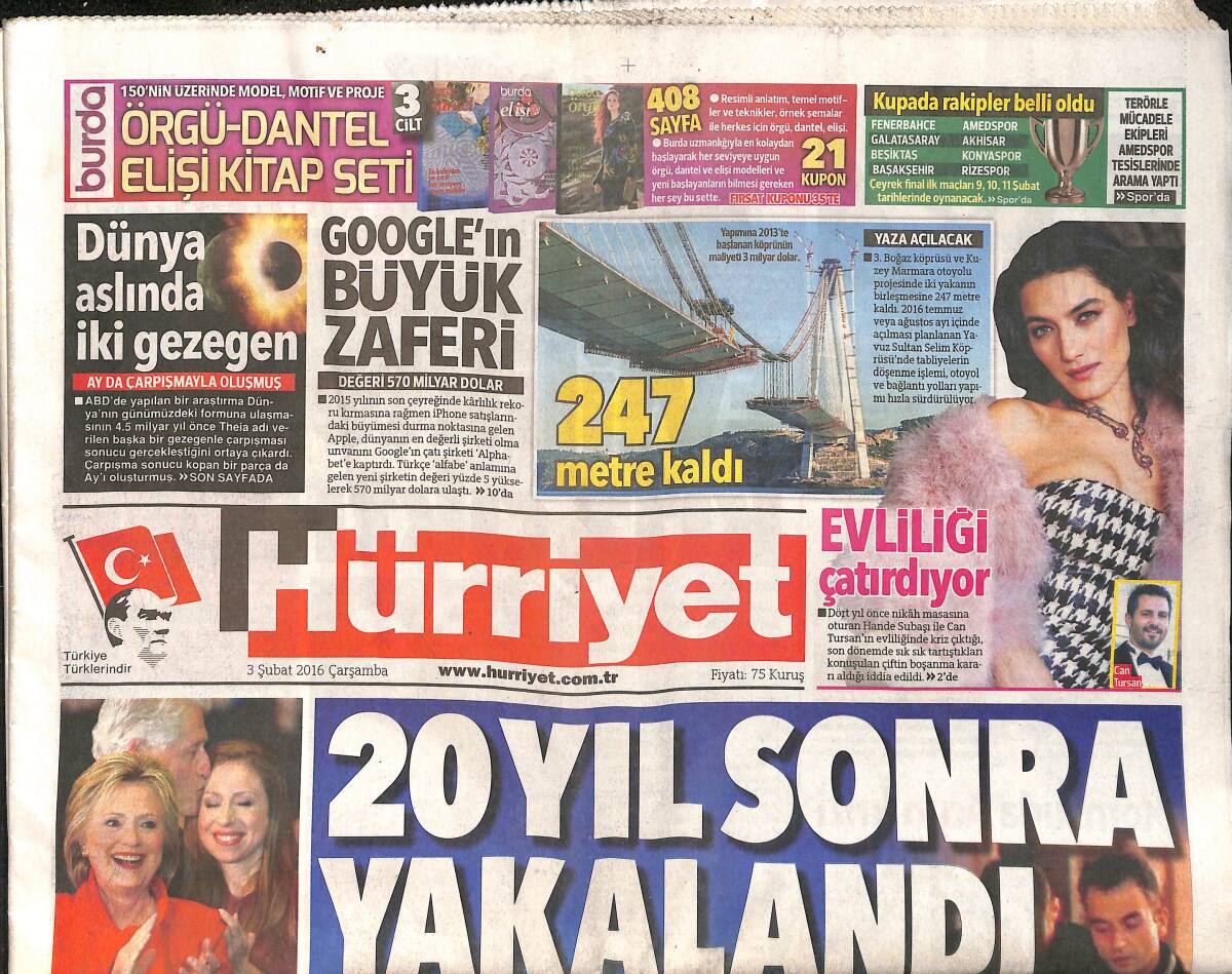 Hürriyet Gazetesi 3 Şubat 2016 - İran Gazına İndirim Geliyor - Palmira İçin Barış Konseri GZ159670 - 1