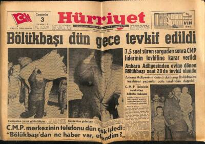 Hürriyet Gazetesi 3 Temmuz 1957 - CMP Lideri Osman Bölükbaşı Tutuklandı GZ56149 - 1