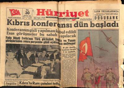 Hürriyet Gazetesi 30 Ağustos 1955 - Kıbrıs Konferansı Dün Başladı GZ71126 - 1